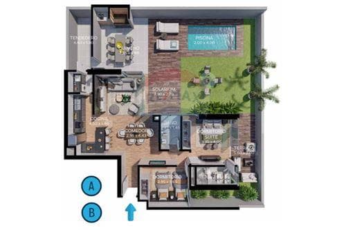 Departamento 2 dorm. en Petra Tower, Las Lomas (Carmelitas)