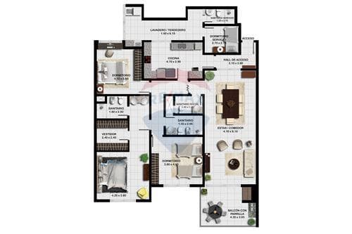 Departamento de 3 dormitorios + area de servicio — foto 2