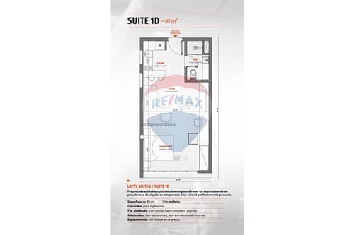 Departamento Suite 1D 40m2 Lofty City Hub