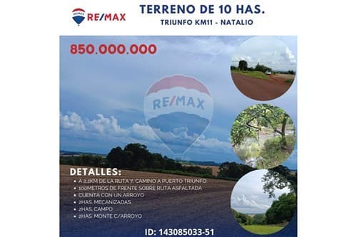 Natalio- Triunfo km11, terreno de 10has — foto principal