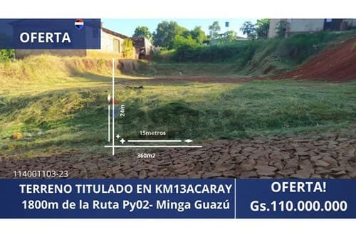 OFERTA! Terreno en km13Acaray 1800m de Py02