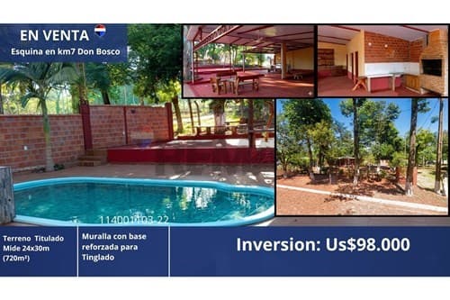 Casa Quinta con Cimiento para Tinglado en Esquina