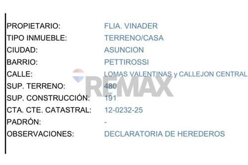 Vendo terreno con casa a demoler en petirossi