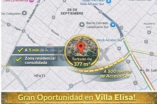 Terreno en venta en Villa Elisa!