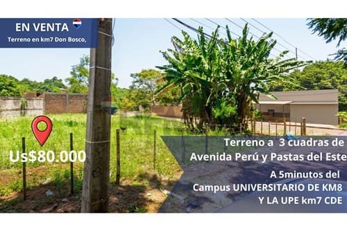 Terreno en KM 7Don Bosco, 3 Cudras de Avda. Perú