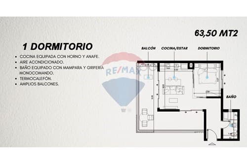 Departamento en Carmelitas 1 hab — foto 1