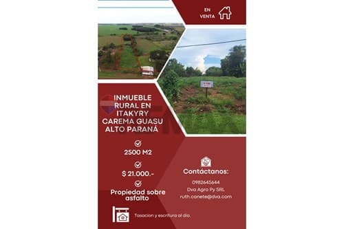 Terreno en Itakyry, zona rural con gran expacion