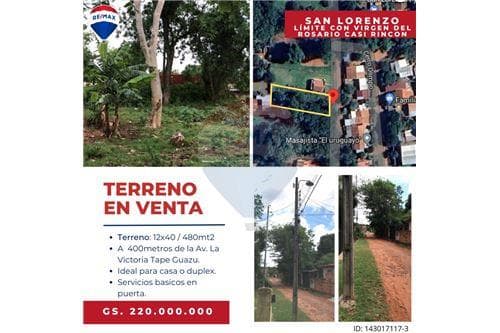 Terreno en venta en San Lorenzo 480m2 — foto 1
