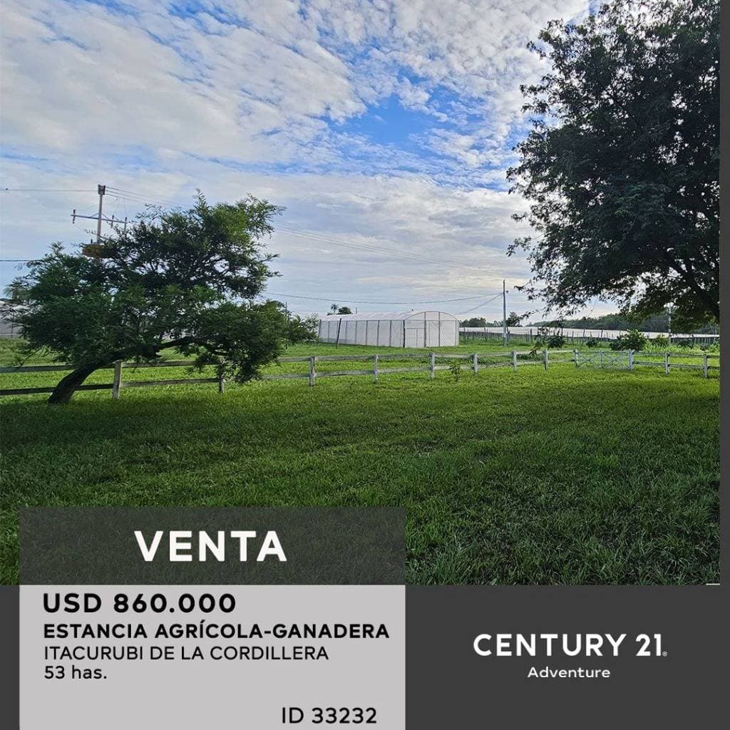Venta De Inmueble Rural Agrícola Ganadero En Itacurubí De La Cordillera
