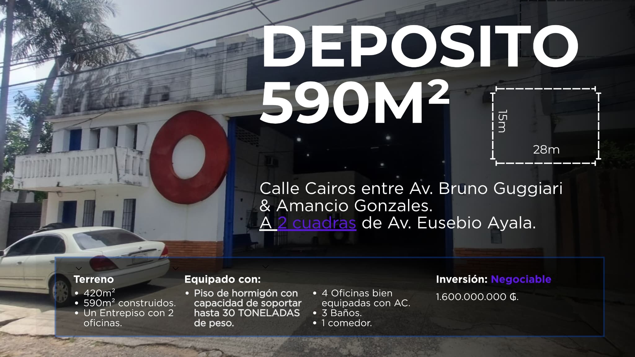 Deposito En Venta De 590m² Construidos A 2 Cuadras De Eusebio Ayala! — foto principal
