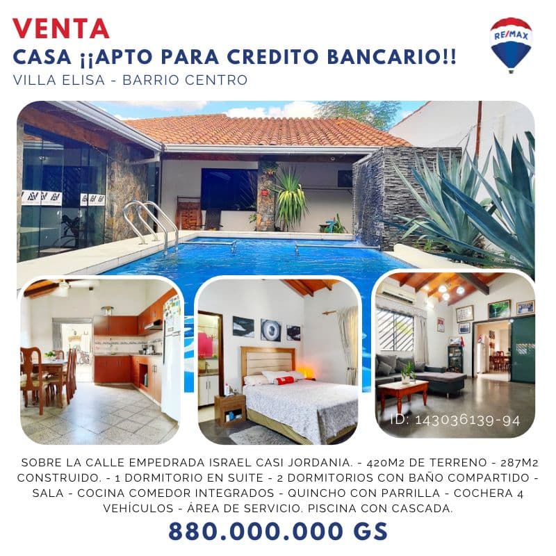 En venta casa con piscina en Villa Elisa