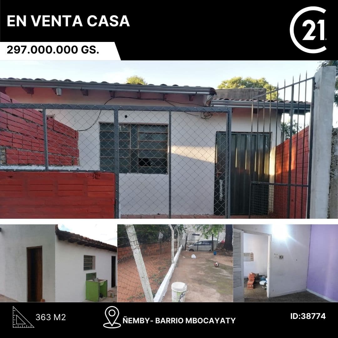 En venta casa en Ñemby barrio mbocayaty