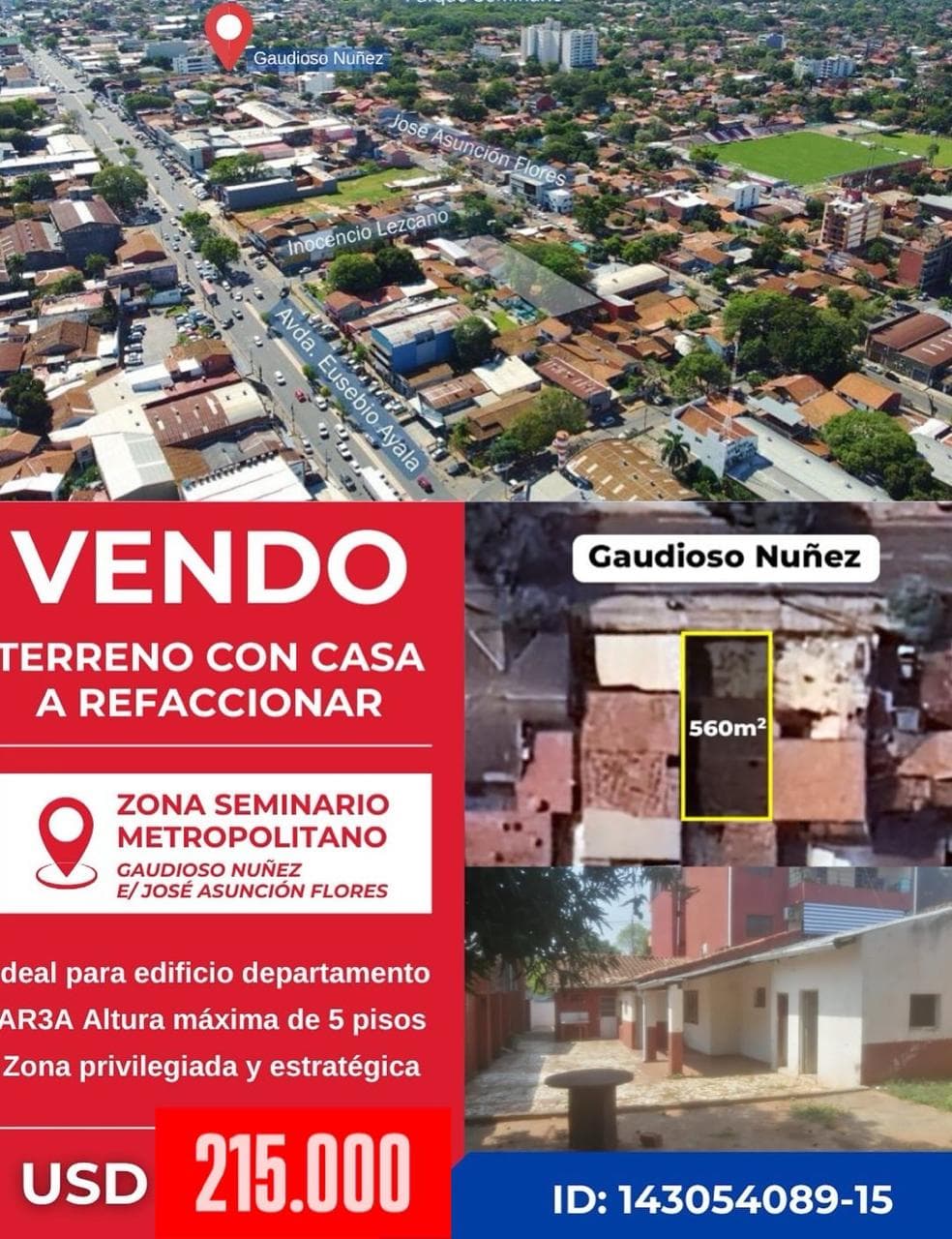 Terreno con casa a demoler o refaccionar