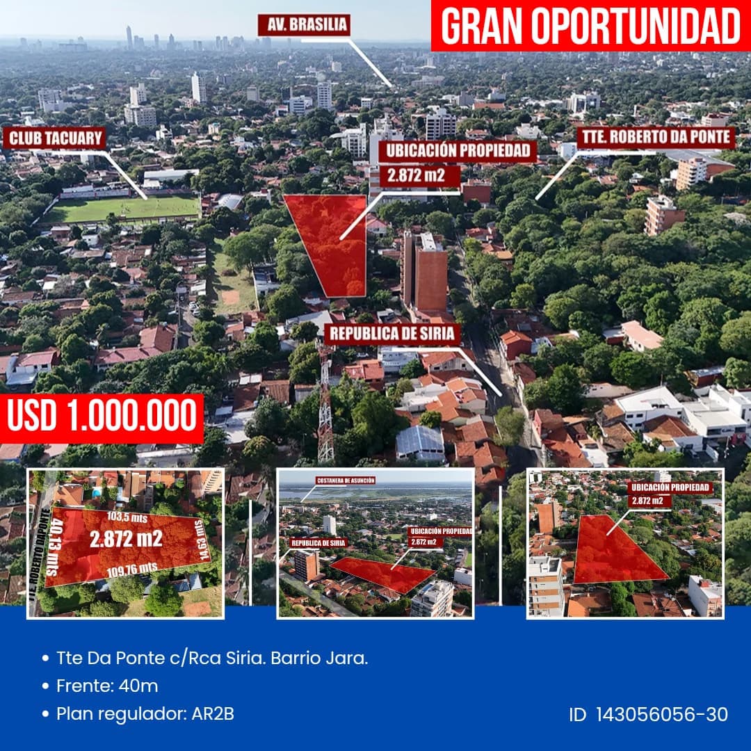 Vendo unico terreno en barrio Jara