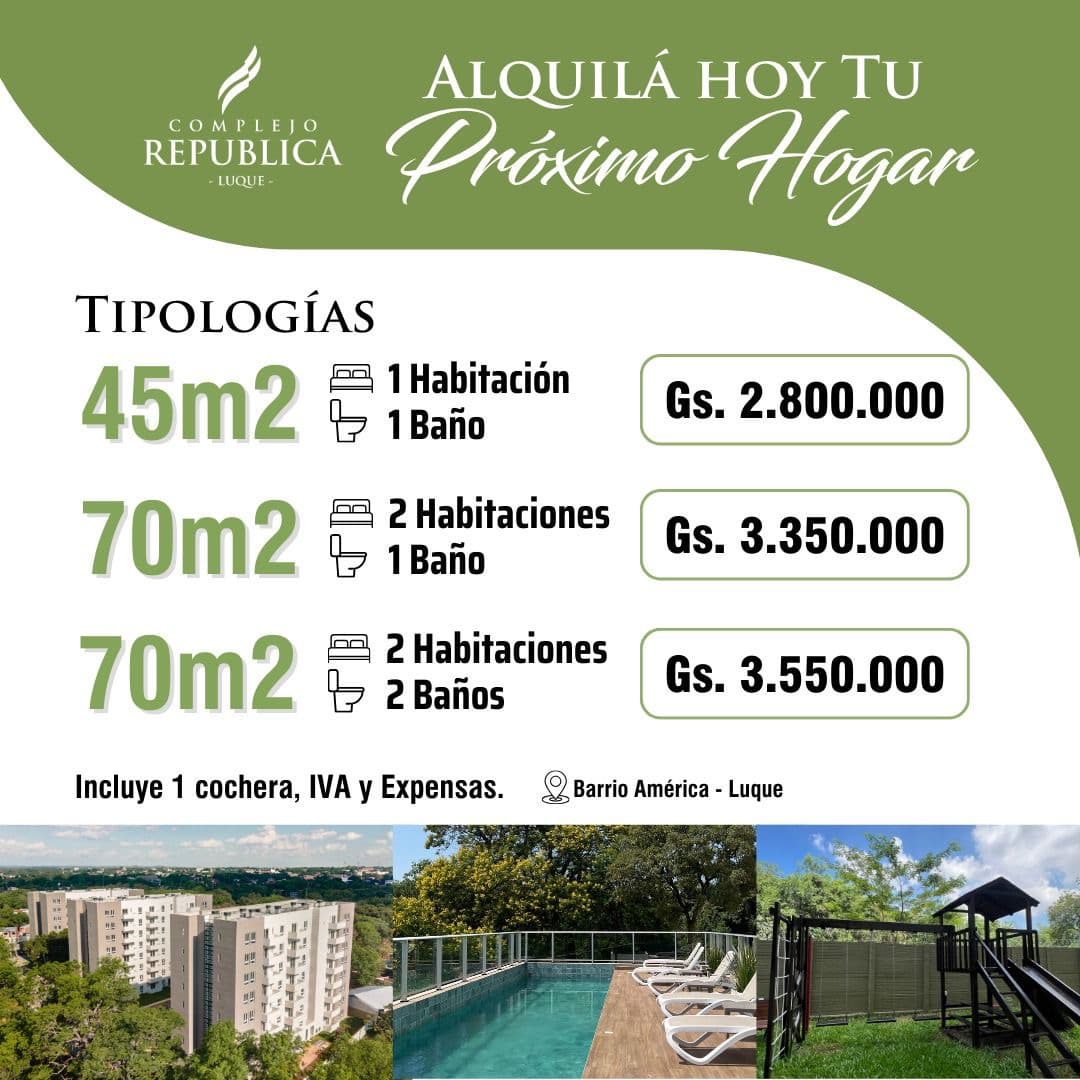 Departamentos de 2 habitaciones en alquiler en Luque a estrenar, foto 1