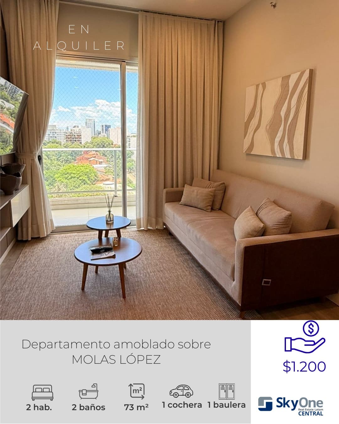 Alquilo departamento amoblado sobre molas lopez