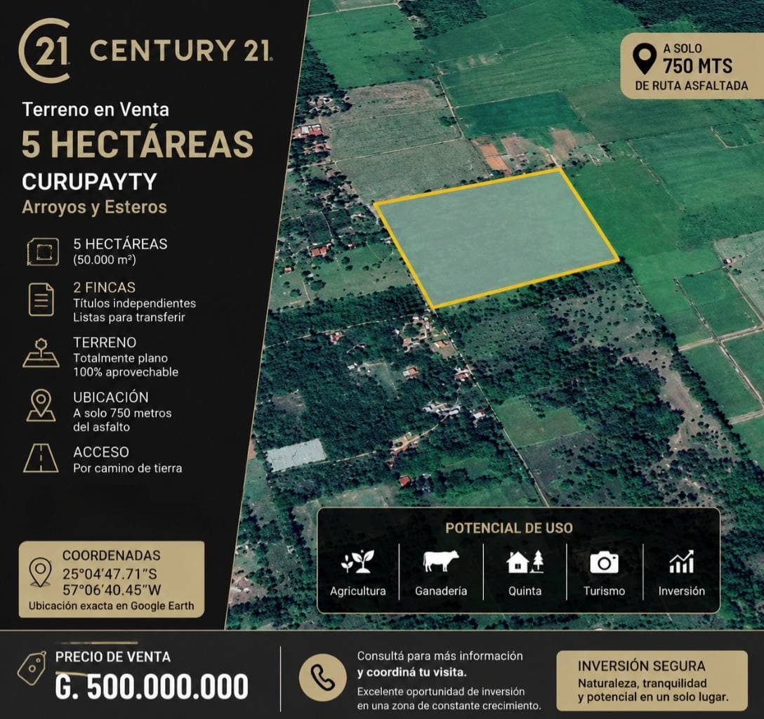 5 hectáreas en Curupayty, Arroyos y Esteros , a 750 metros de la ruta, foto 1