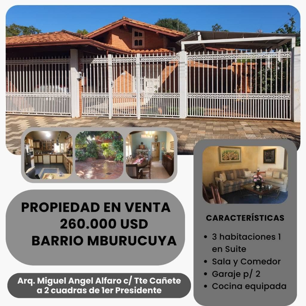 Vendo chalet en mburucuya a 2 cuadras de 1er presidente y 3 de stma Trinidad