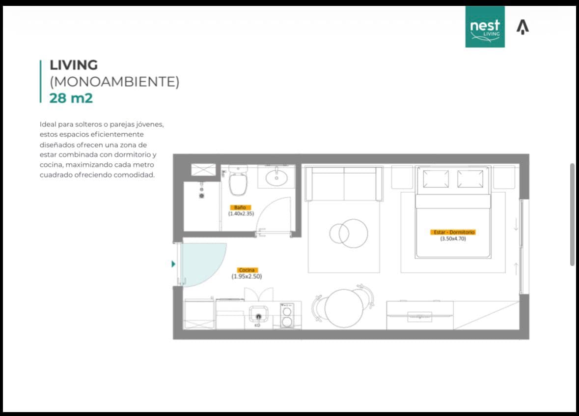 Monoambiente en asuncion, nest living, foto 3