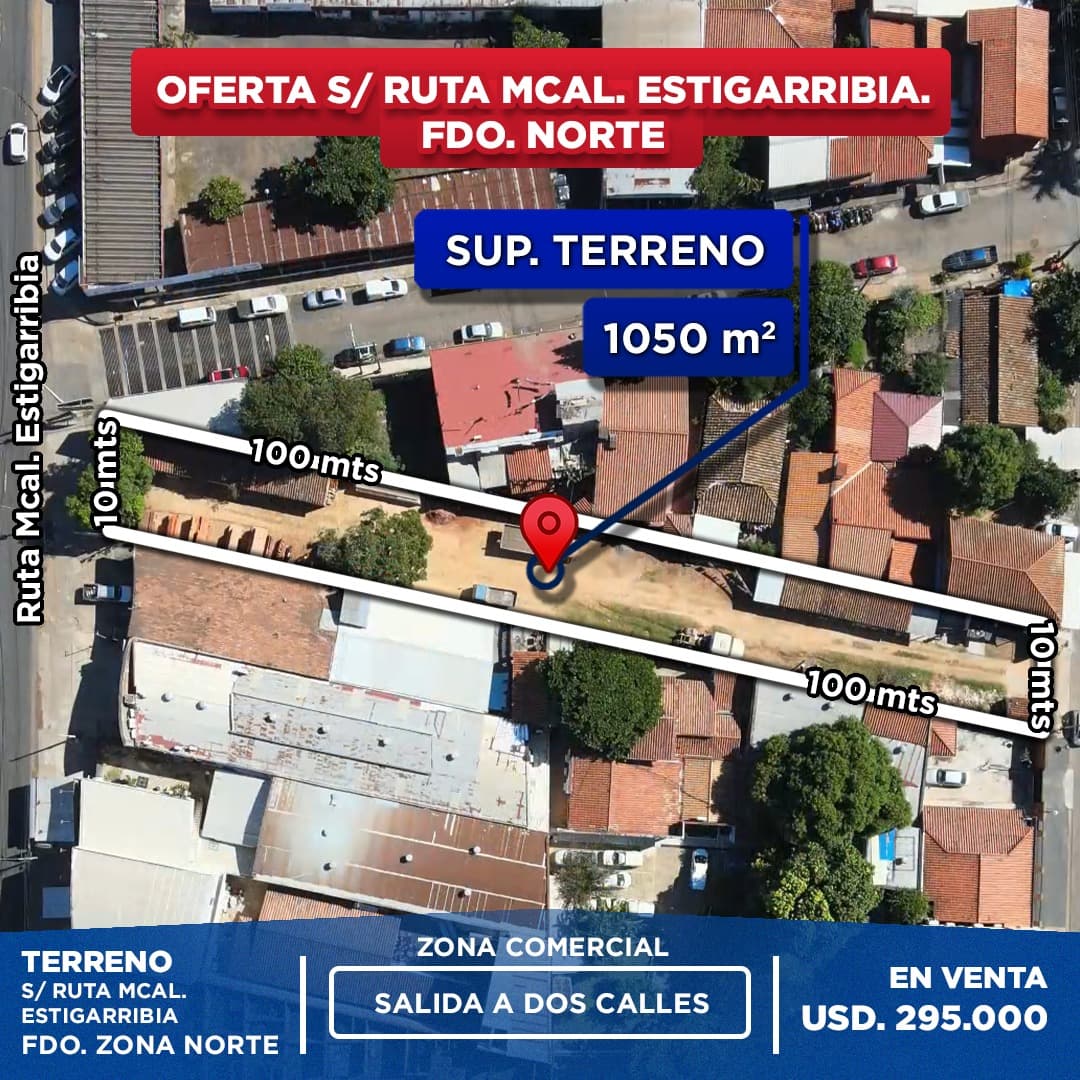 Terreno en venta s/mcal. Estigarribia 1.050 m2