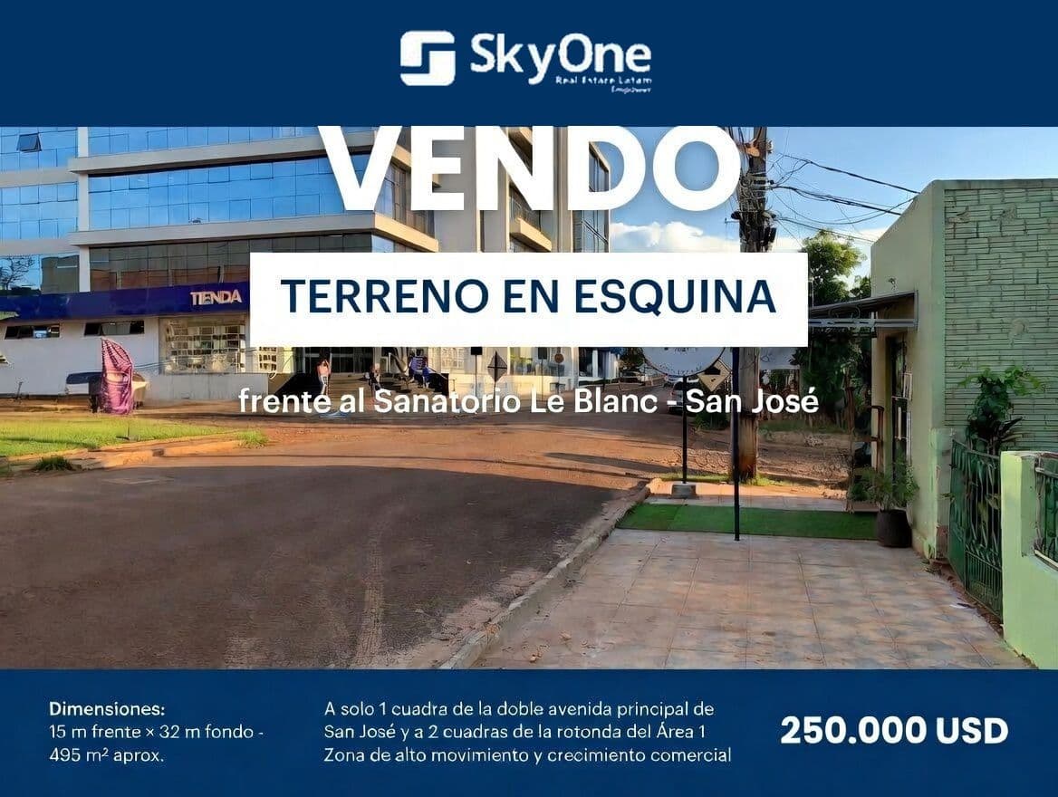 Terreno en esquina frente al Sanatorio Le Blanc – San José, foto 3