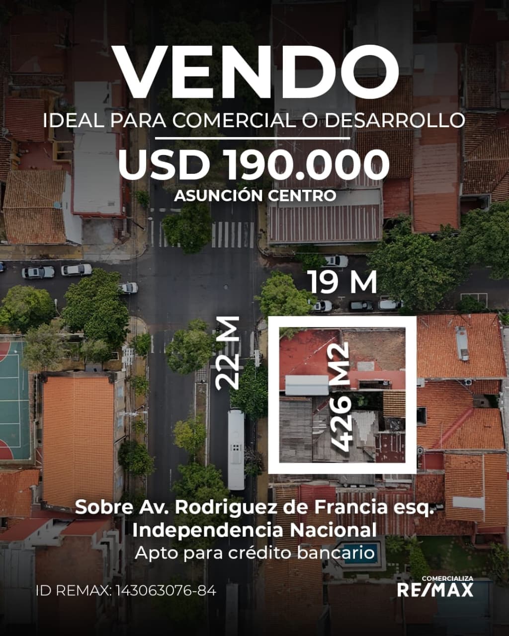 En venta terreno en esquina zona mixta (comercial/ residencial)