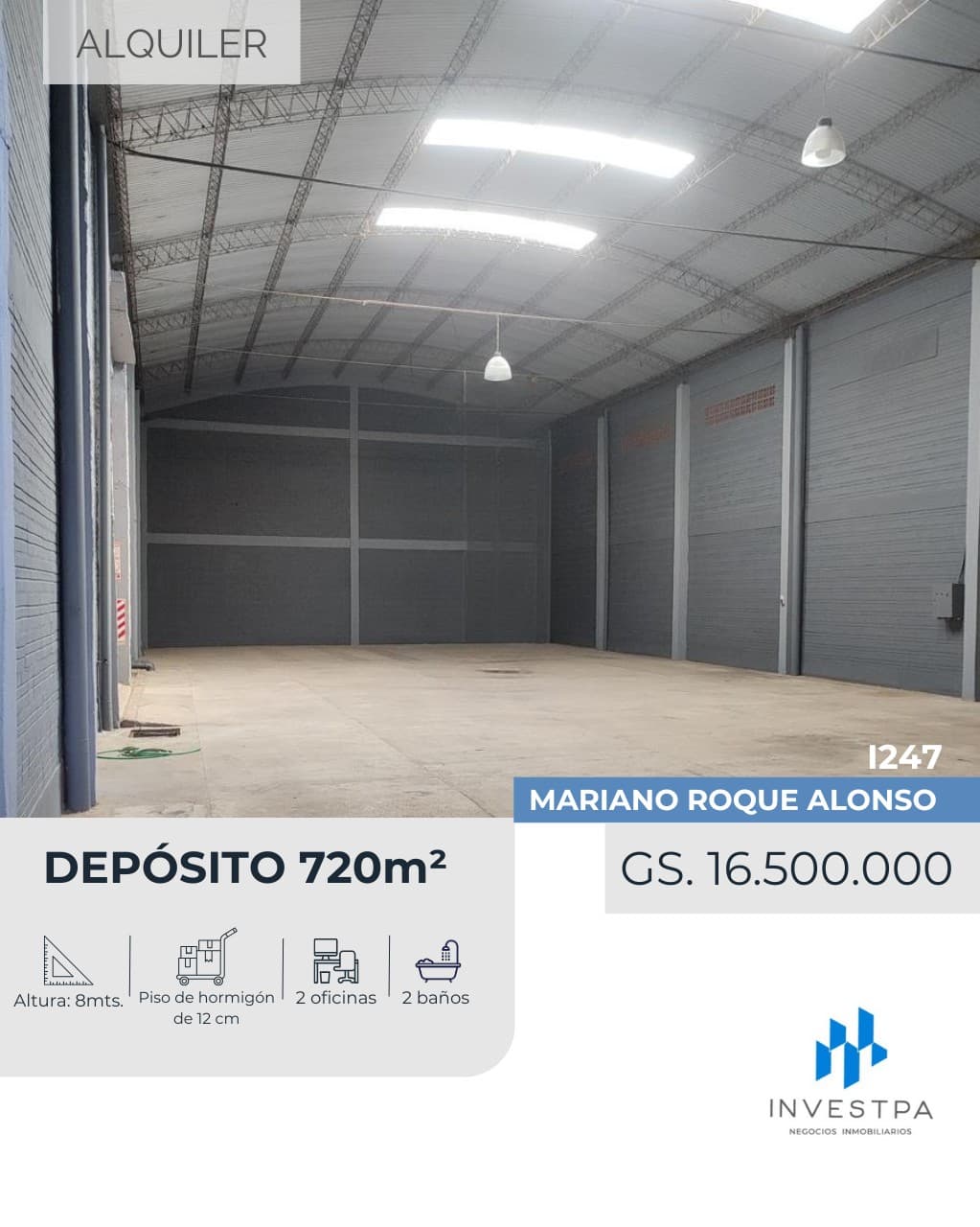 Alquilo amplio depósito en Mariano Roque Alonso