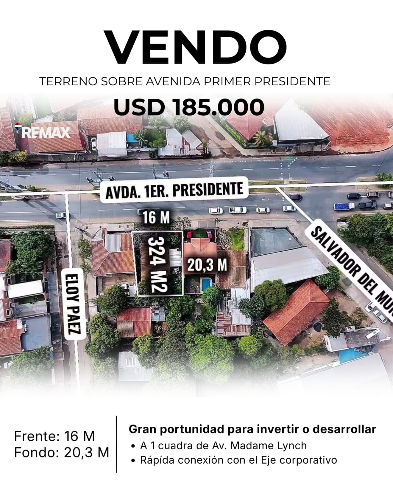En venta Terreno sobre av. Primer presidente