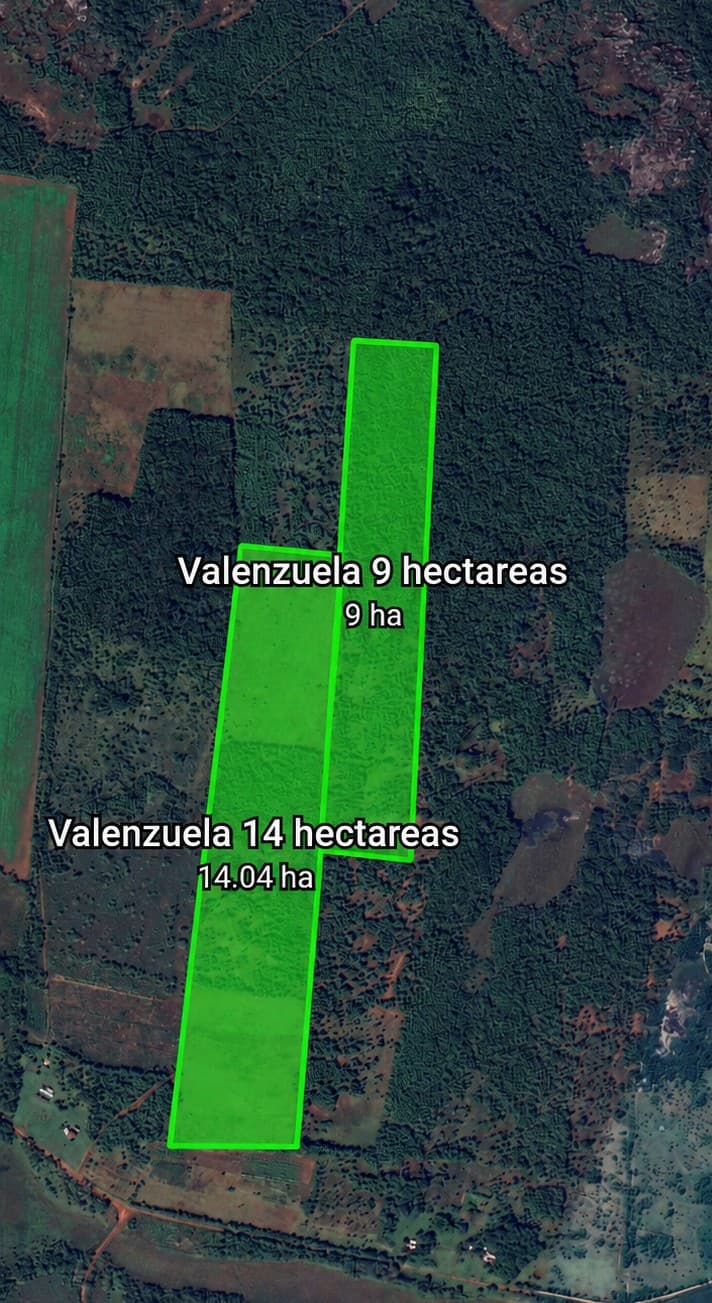 Propiedad en Valenzuela en venta, dos titulos uno de 9.5 y de 14 hectárias