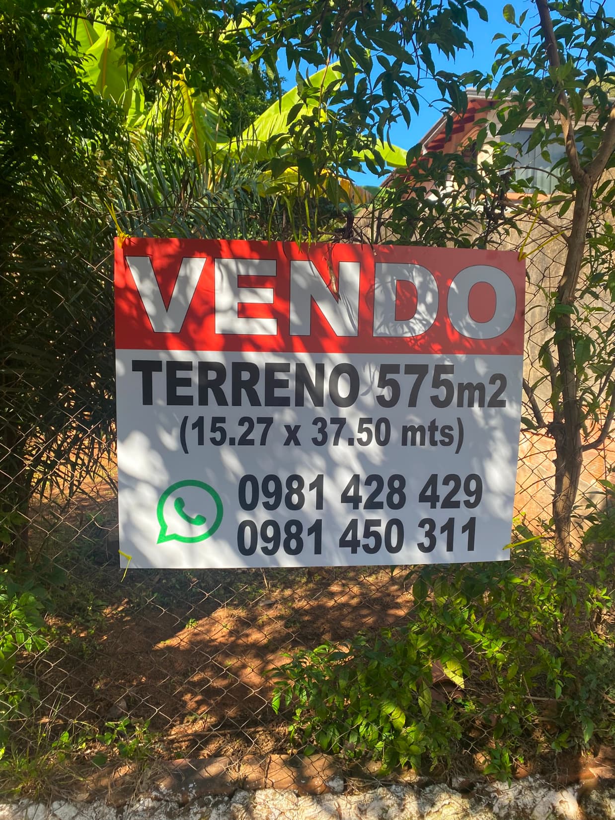 Asunción: amplio terreno arbolado de 15,27 m. X 37,50m