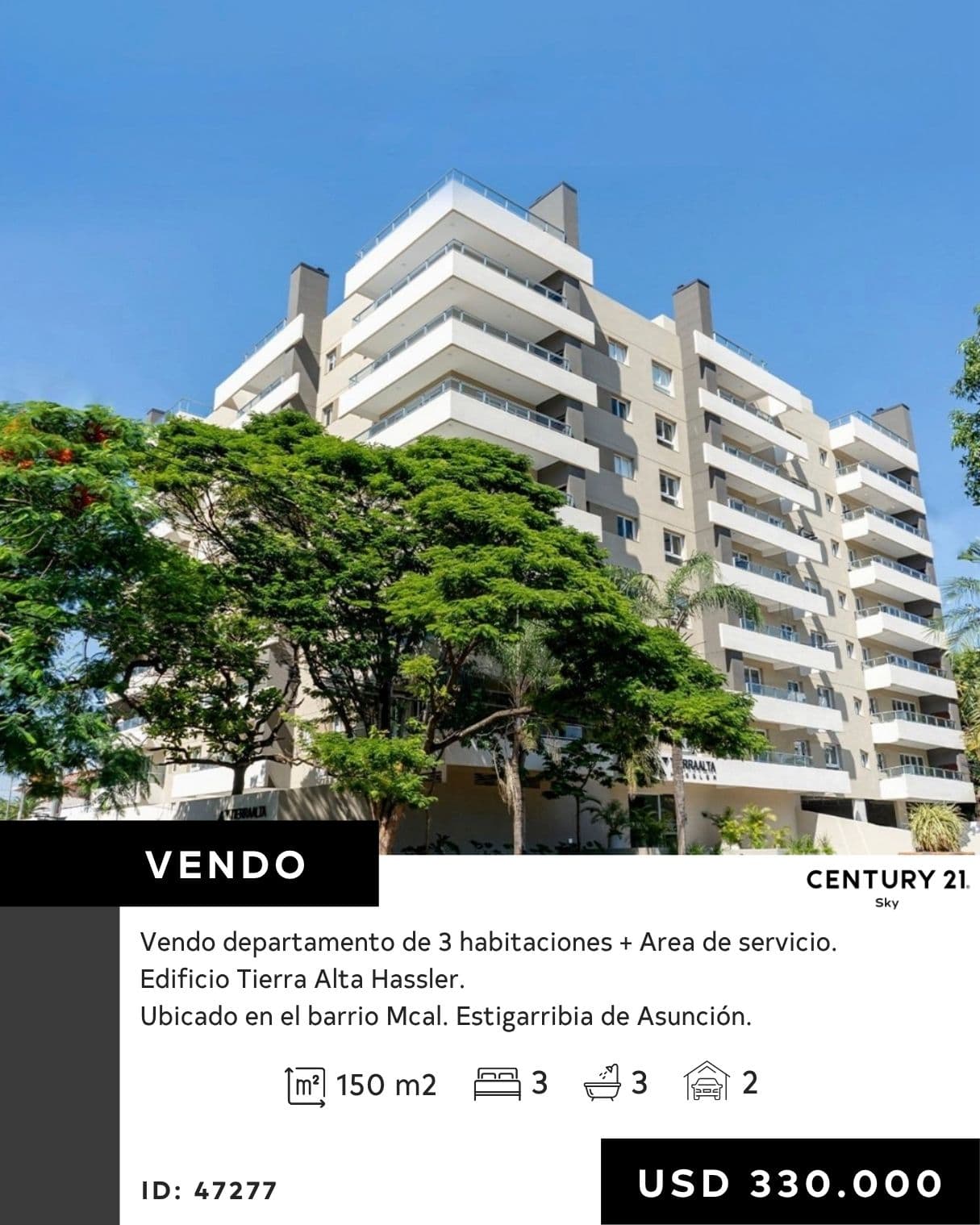 En Venta Departamento semi amoblado de 3 dormitorios más área de servicio