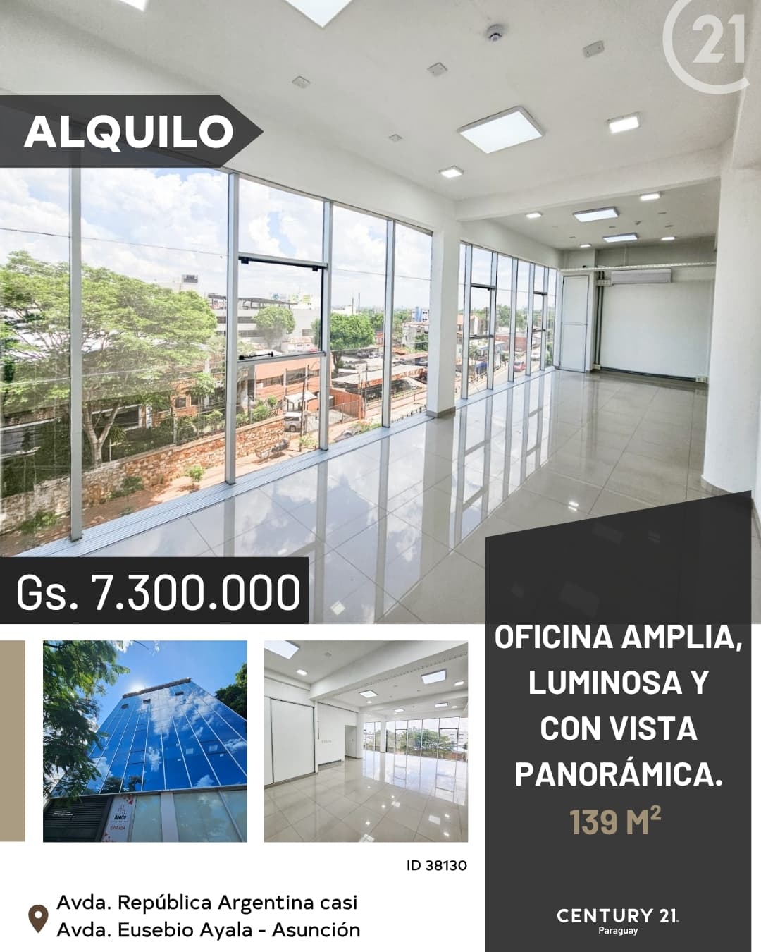 Alquilo oficina corporativa sobre avda. Rca. Argentina