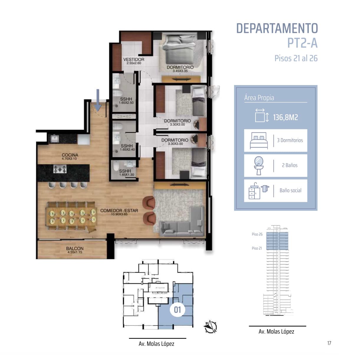 En venta departamento de tres dormitorios en Las Lomas — foto 5