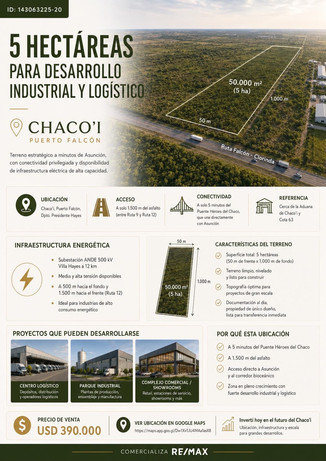 5 has para desarrollo industrial y logistico - chaco’i