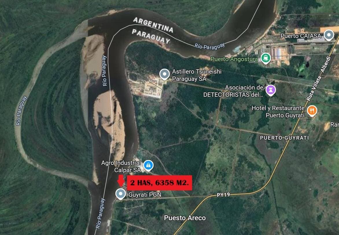 Vendo terreno portuario industrial sobre el rio paraguay en villeta