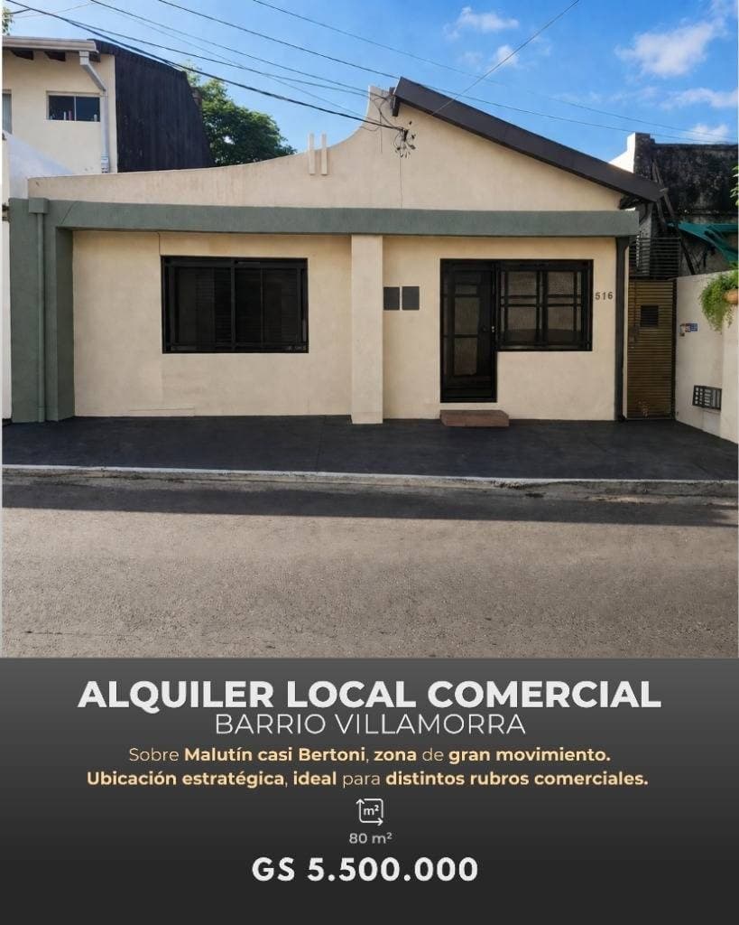 Alquilo local comercial en villamorra