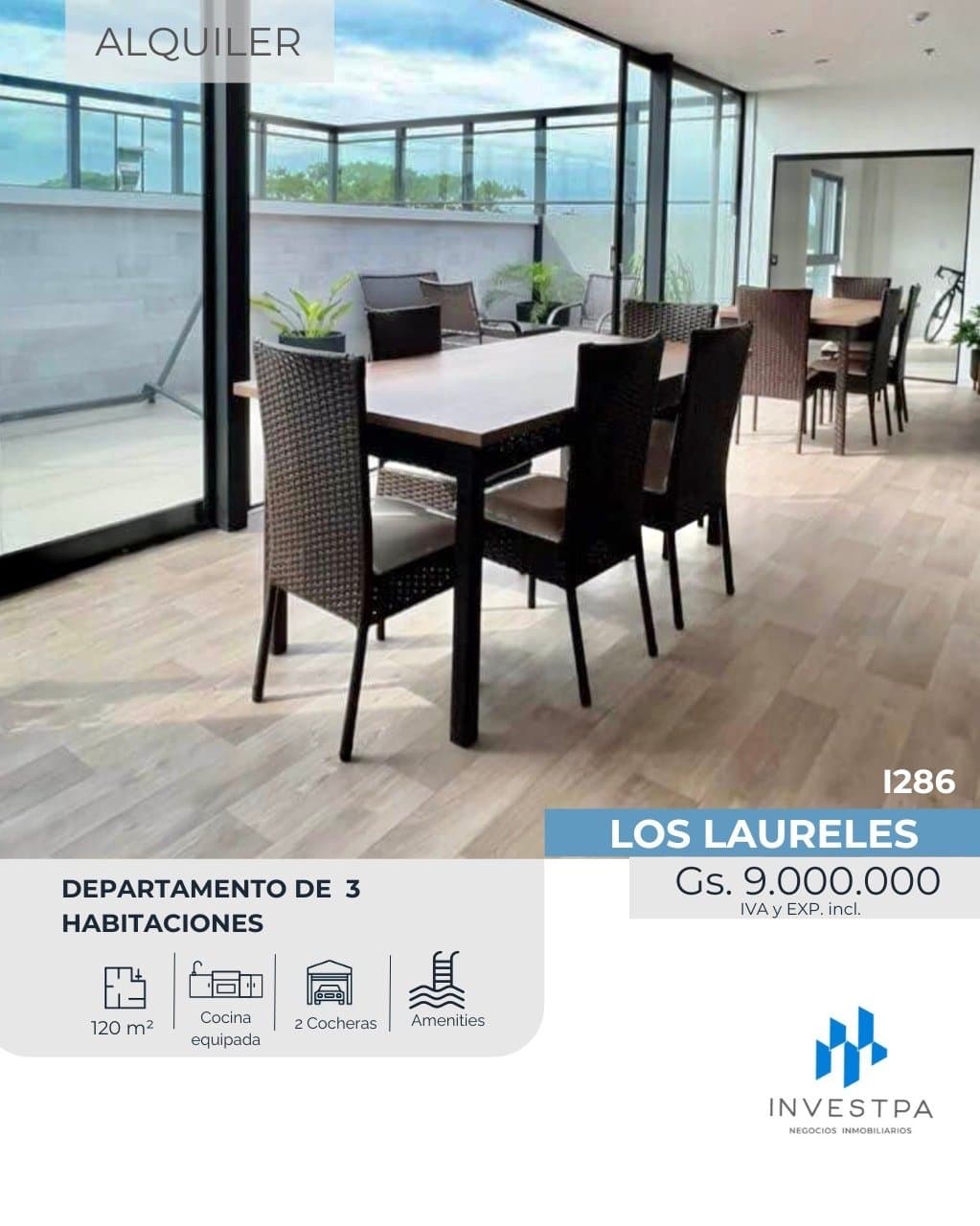 Alquiler hermoso departamento 3 habitaciones en los laureles