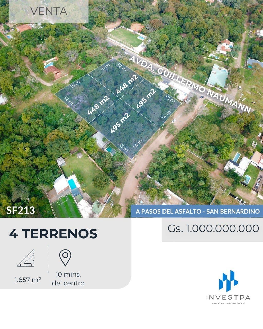 Invertí en San Bernardino - Amplios terrenos ubicados sobre la Avda. Guillermo Naumann