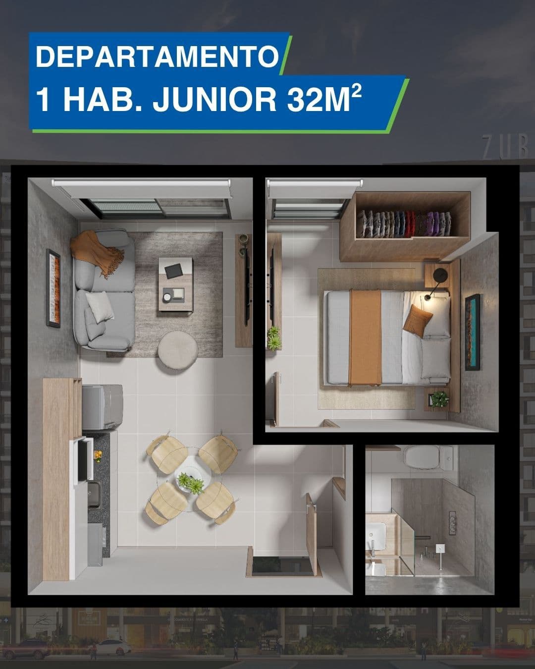 Departamento de un dormitorio - zuba plaza torre 3