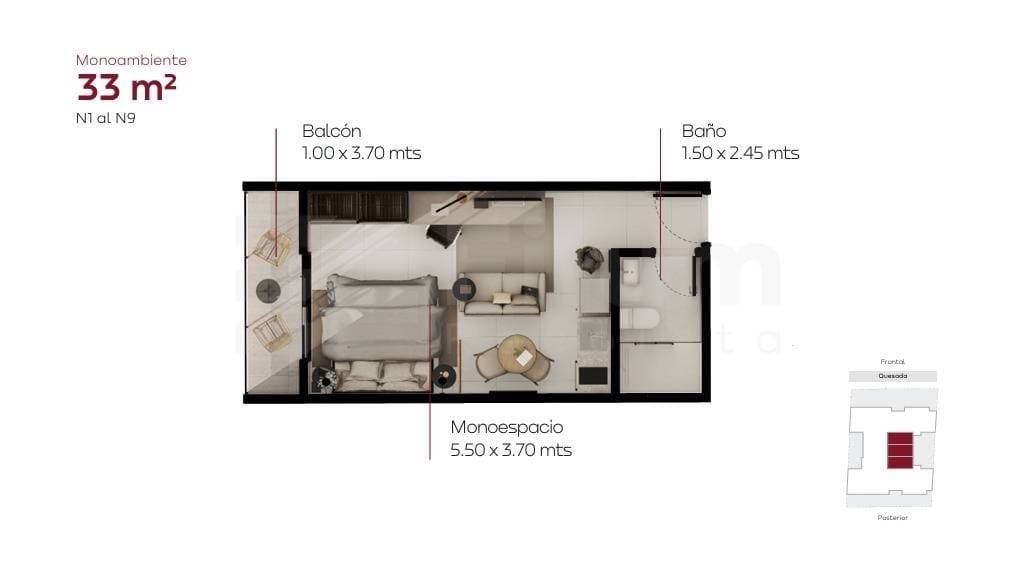 Filum Recoleta departamento monoambiente, foto 2