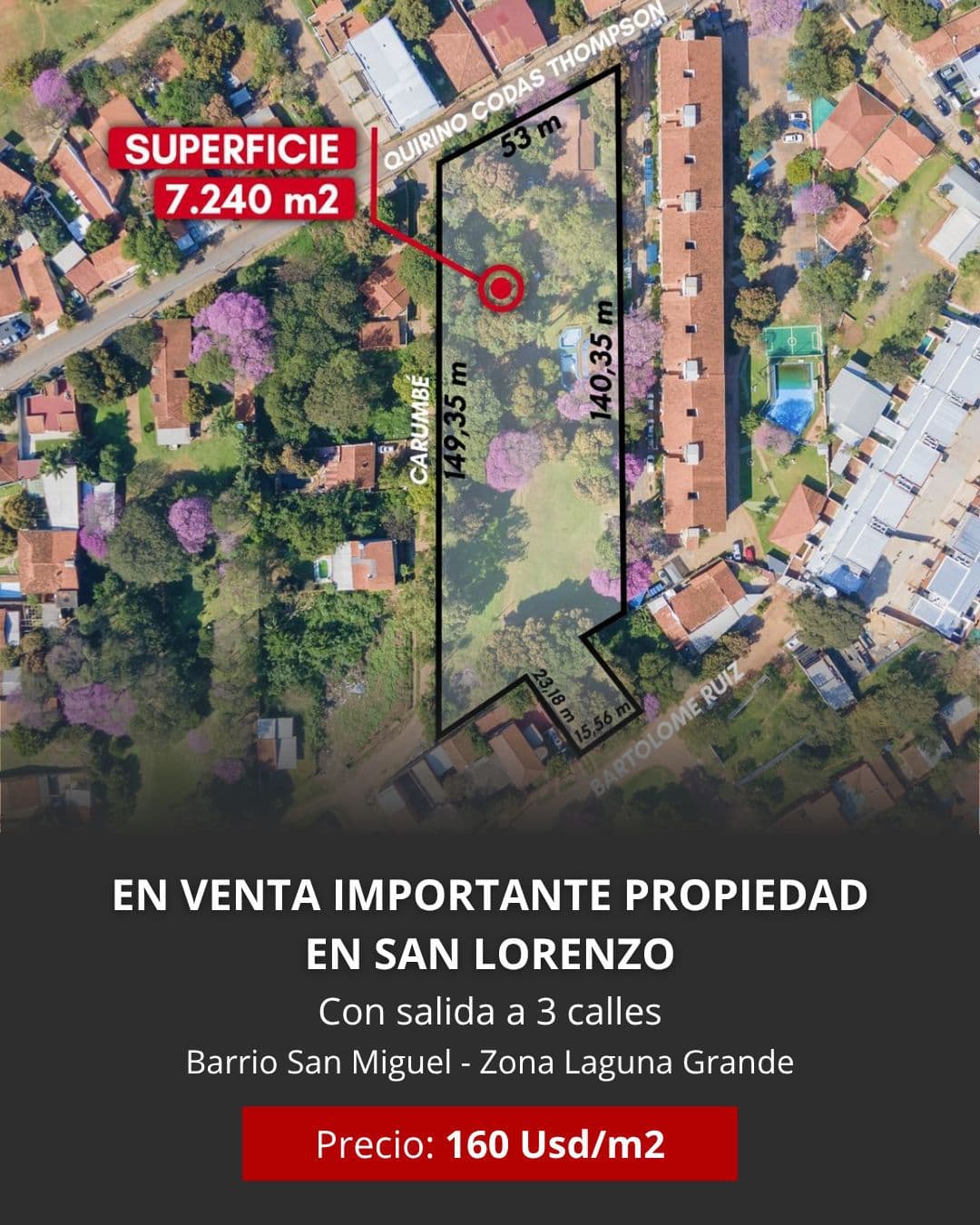 Importante Propiedad en San Lorenzo con salida a 3 calles. Barrio San Miguel
