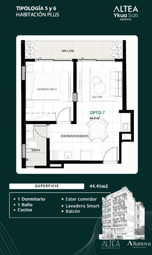 En venta - departamento de 2 dormitorios altea ykua sati, foto 4