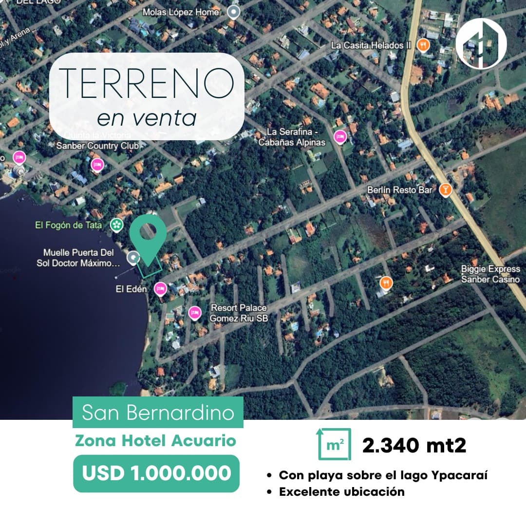 Vendo terreno en San Bernardino - con playa en el lago