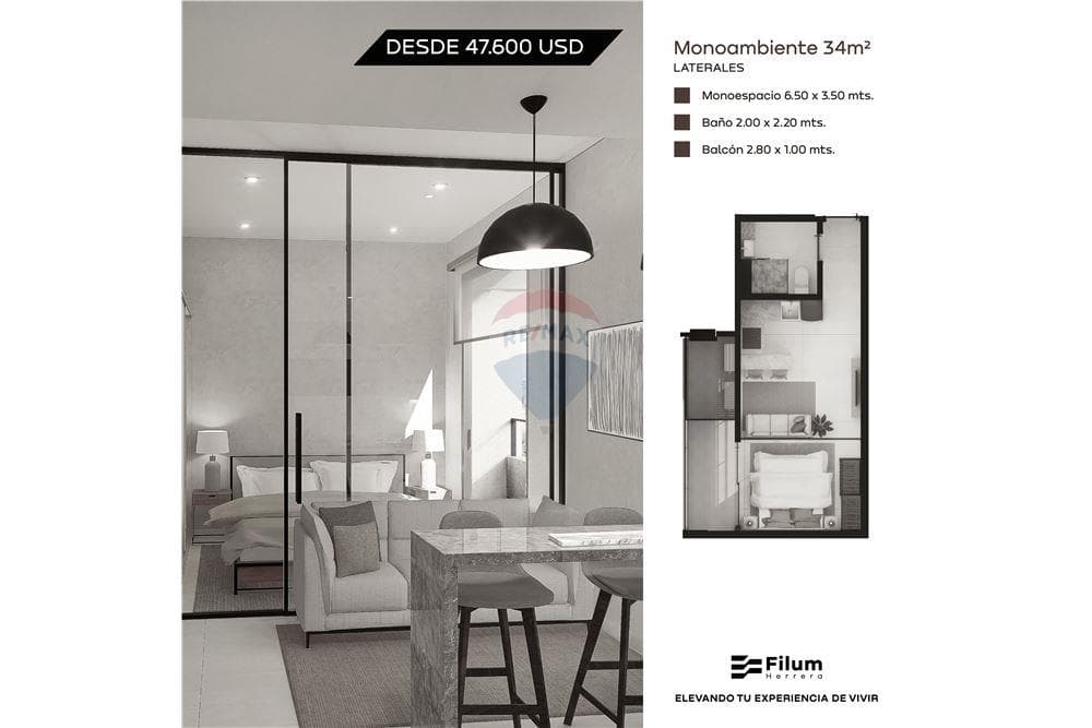 Monoambiente de 34 m² en Edificio FILUM Herrera, Entrega Julio 2026, foto 2