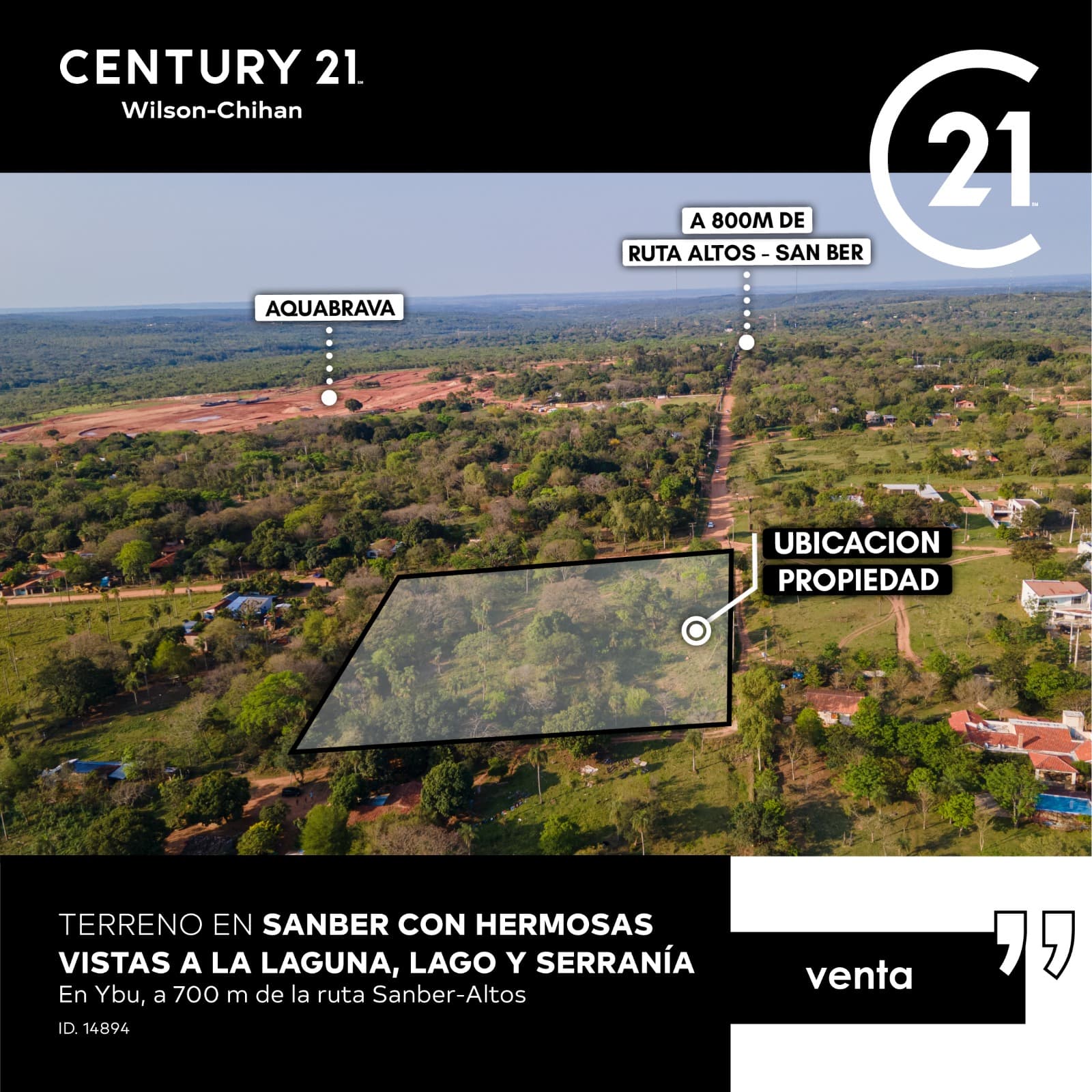 TERRENO SAN BER. VIsta a la Laguna, Lago y Serranía. 10.000 m2 (100 m X 100 m), foto 1