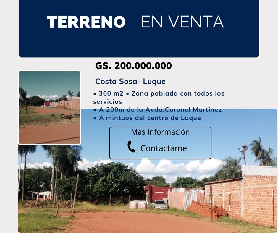 En venta – terreno en costa sosa, Luque