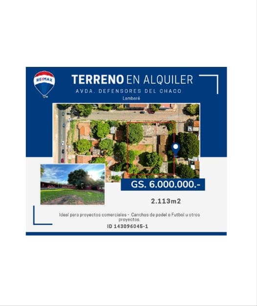 ¡Oportunidad única! Terreno En Alquiler De 2113m2 En Zona Estratégica De Lambaré