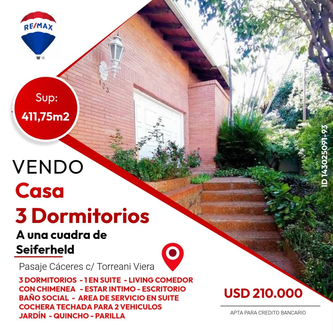 vendo amplia casa en barrio tembetary
