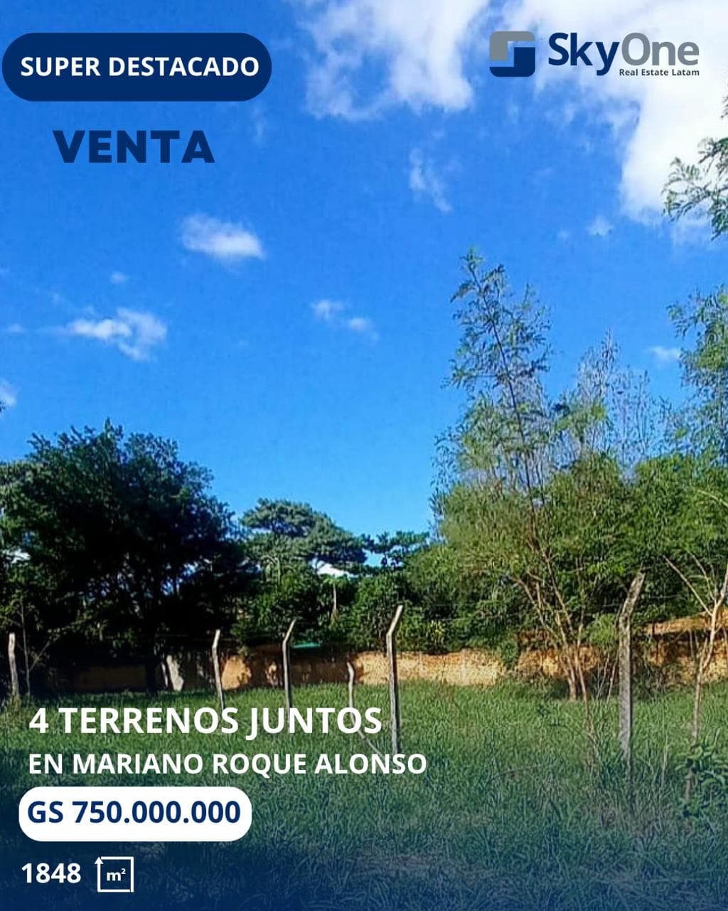 Vendo 4 terrenos juntos en Mariano Roque Alonso