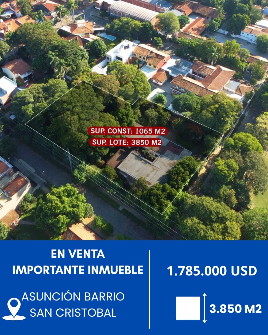 Terreno de 3,850 M2 en Asunción Bº San Cristóbal
